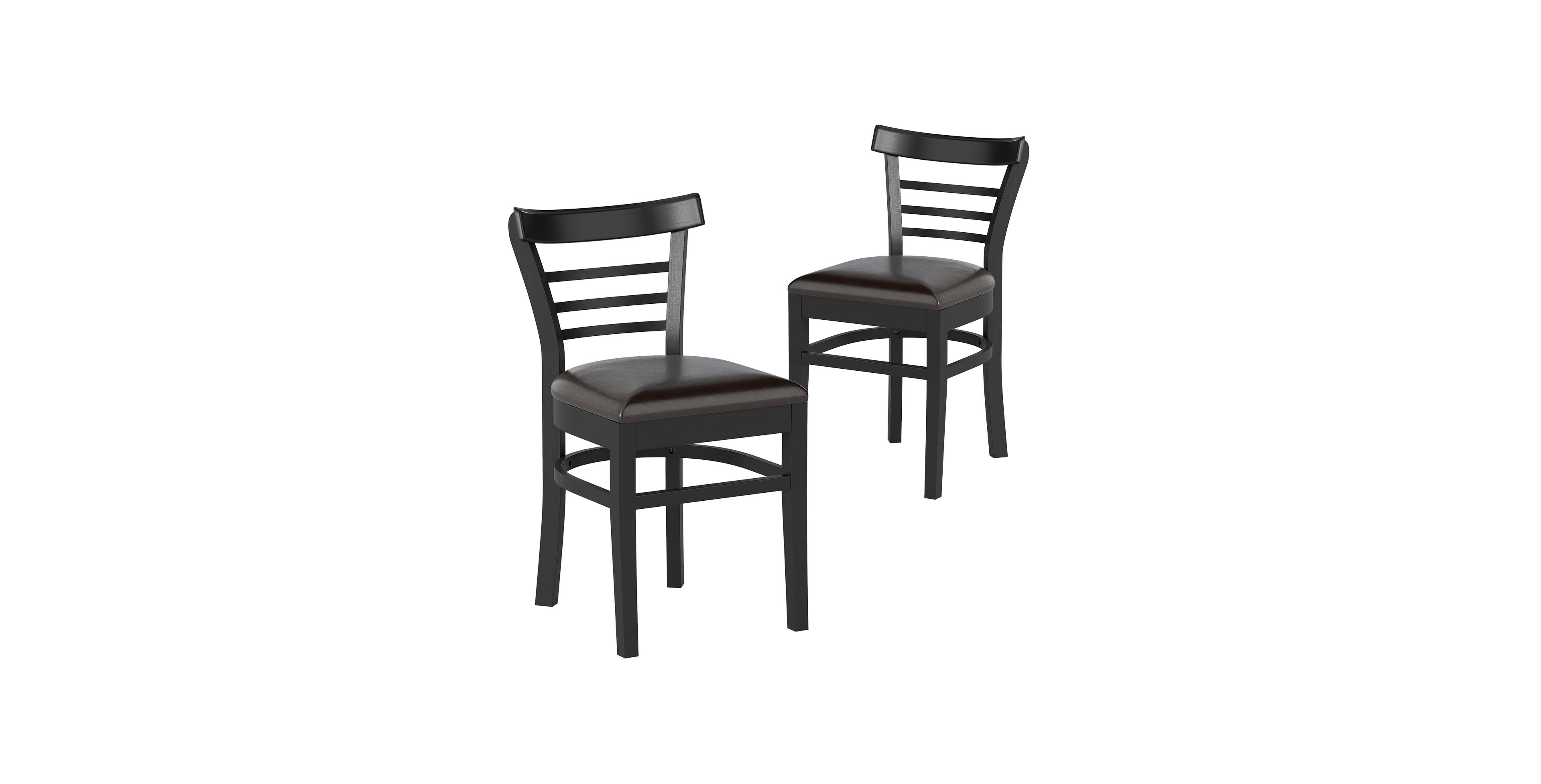 Mecale Set of 2 Wooden Dining Chair with Rubber Wood Legs for Restaurant
