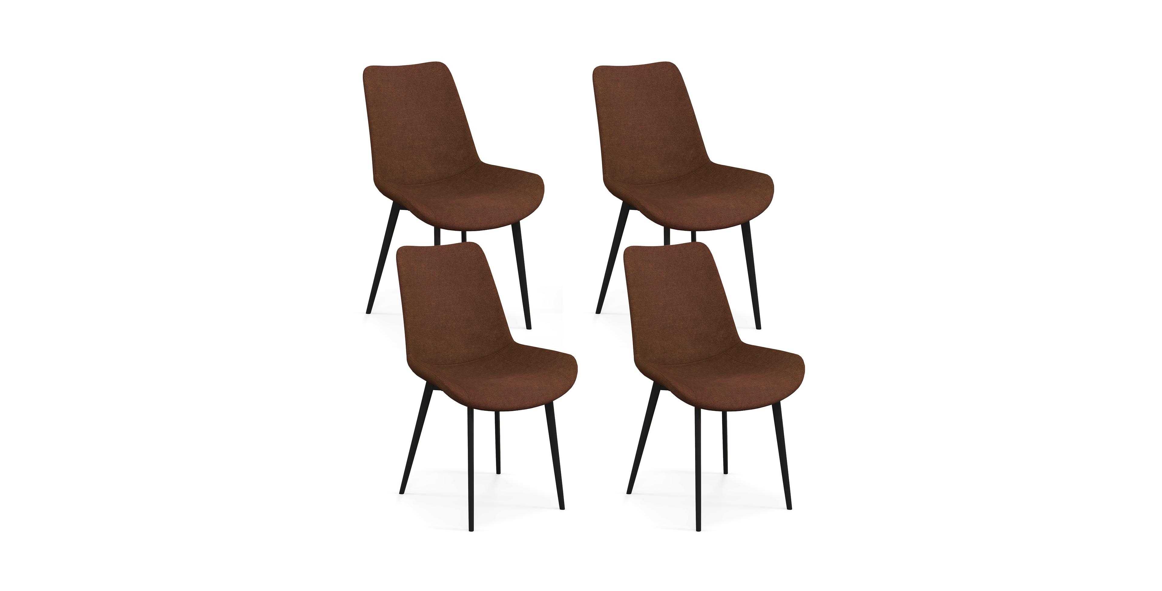 Mecale Set of 4 Dining Chair Upholstered with Metal Legs and Padded Backs