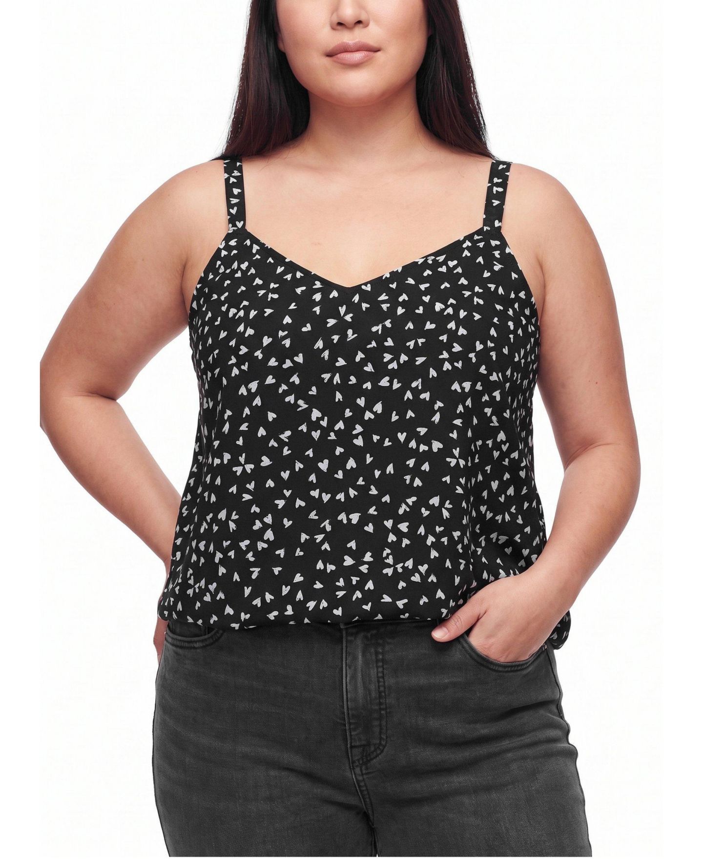 Женский топ Torrid Plus Size Sophie V-Neck Swing Chiffon Camisole, цвет: Чёрный — фото 2