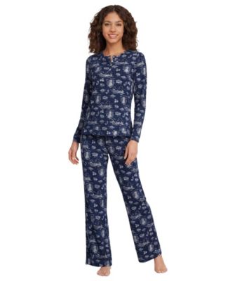 Women's Henley-Style Long-Sleeve Top and Wide-Leg Pants, 2-Piece Set