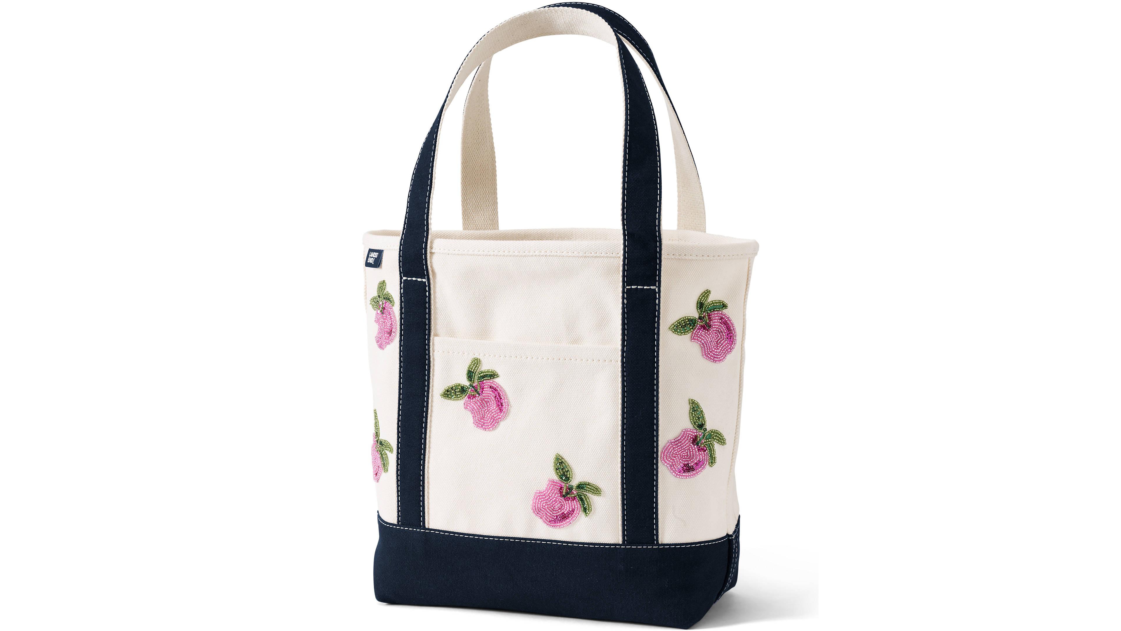 Lands' End Medium Applique Open Top Canvas Tote
