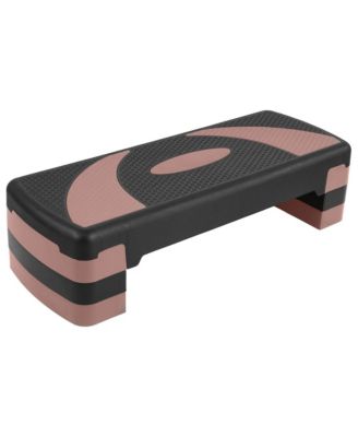 Fitvids Workout Step Aerobic Platform with 3 Level Adjustable Height, Black/Pink