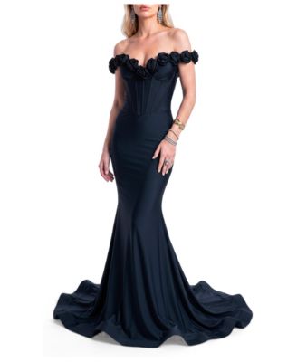 Women's Rosette Off-Shoulder Mermaid Gown