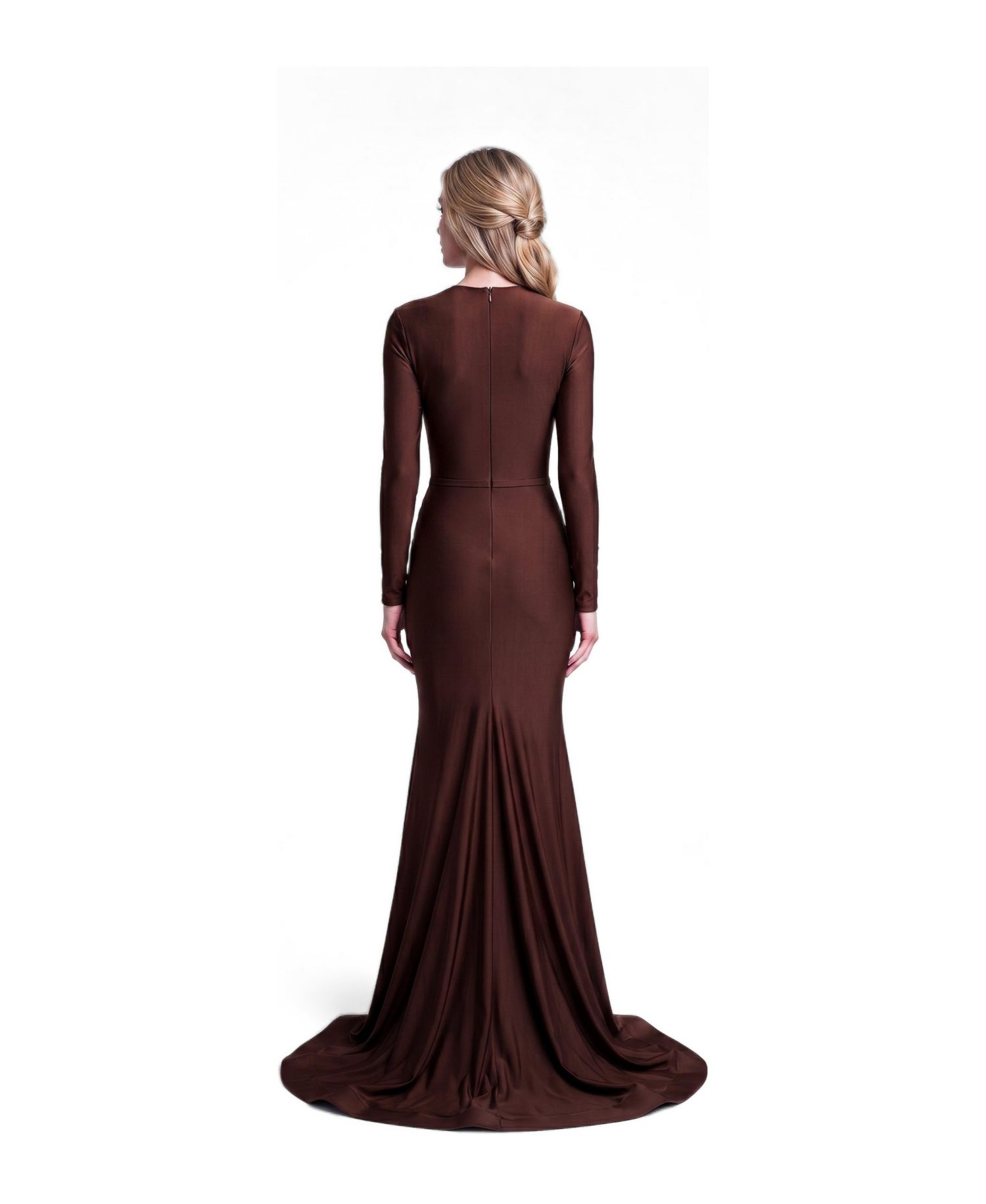 Women's Long-Sleeve Ruched Mermaid Gown