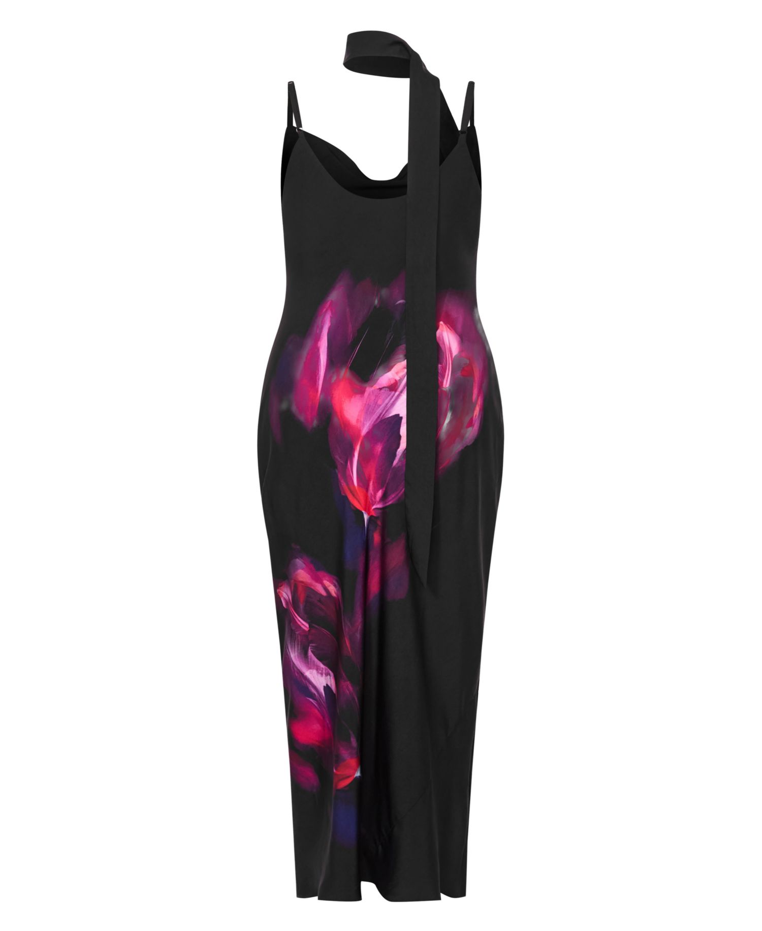 Plus Size Sadie Paradise Print Cowl Neck Midi Slip Dress