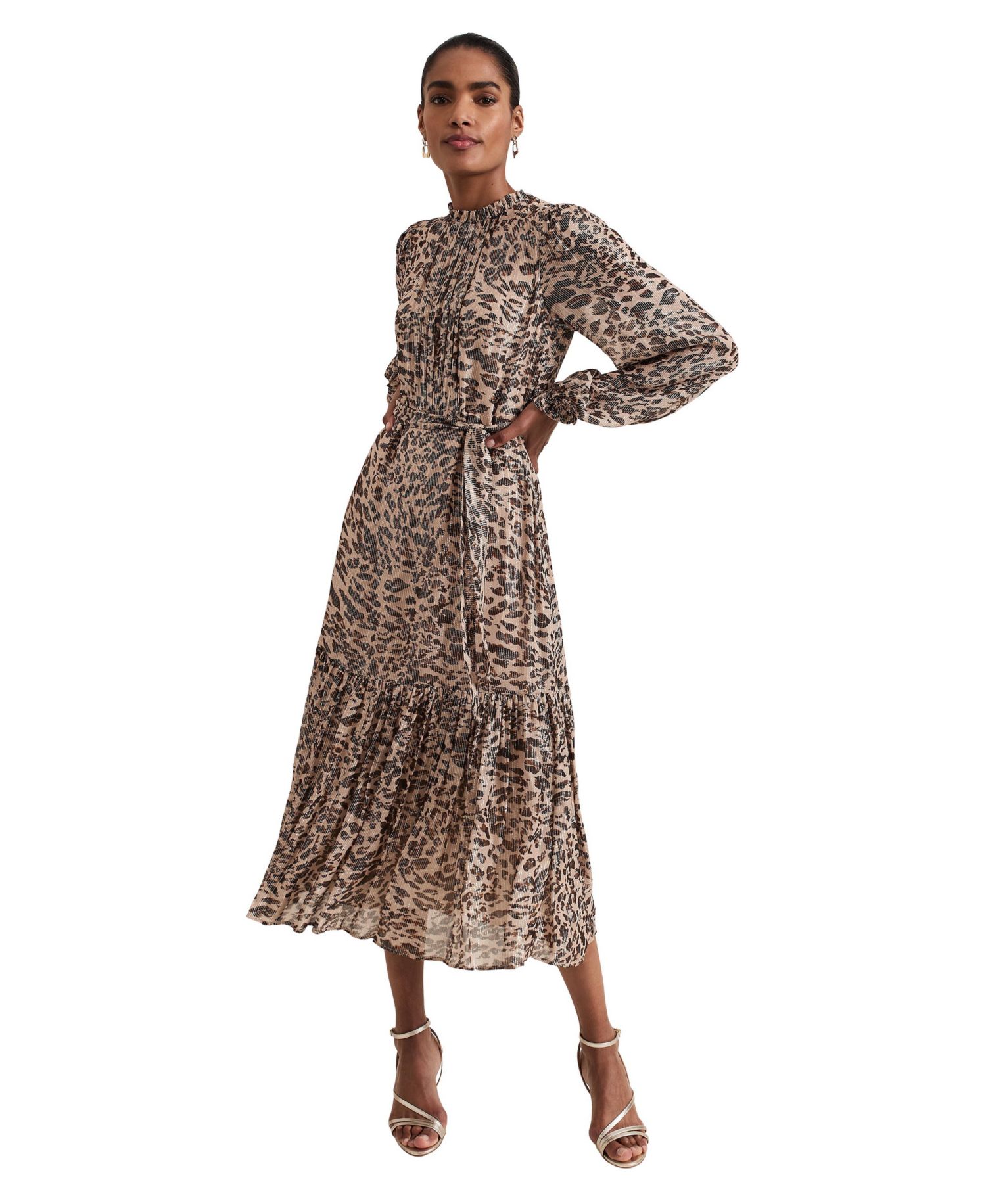 Women's Eve Leopard-Print Long-Sleeve Midi Dress