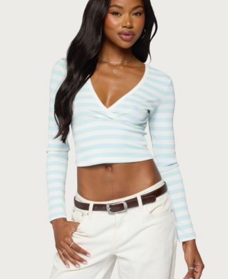 Women's Phoebey Striped V Neck Top