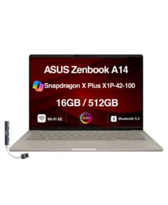 Zenbook A14 Laptop 14.0 OLED (Qualcomm Snapdragon X Plus, 16GB LPDDR5X, 512GB SSD, Win 11,USB Hub)