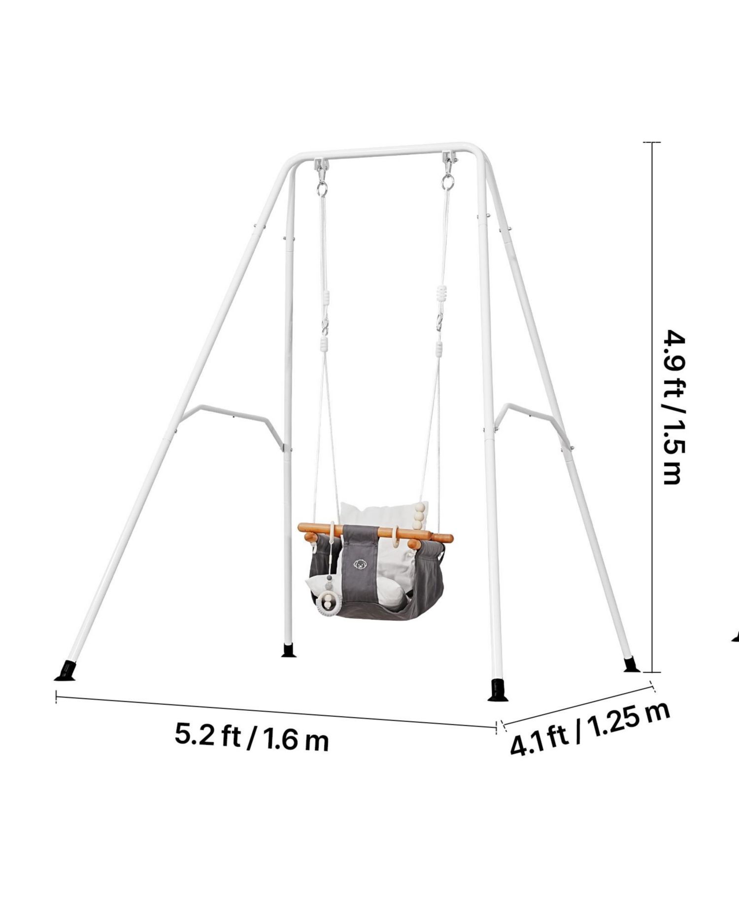 Toddler Swing and Jumper, 2-in-1 Baby Swing Set and Bouncer with Foldable A-Frame Metal Stand, Canvas Seat and 50 lb Capacity