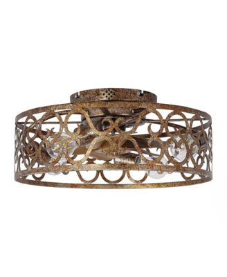 18-inch Rustic Metal Caged Flush Low-Profile Celing Fan with Remote and APP Control