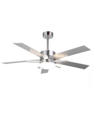 52-Inch Chrome Modern Integrated LED Ceiling Fan with 5 Acrylic Bars and Remote