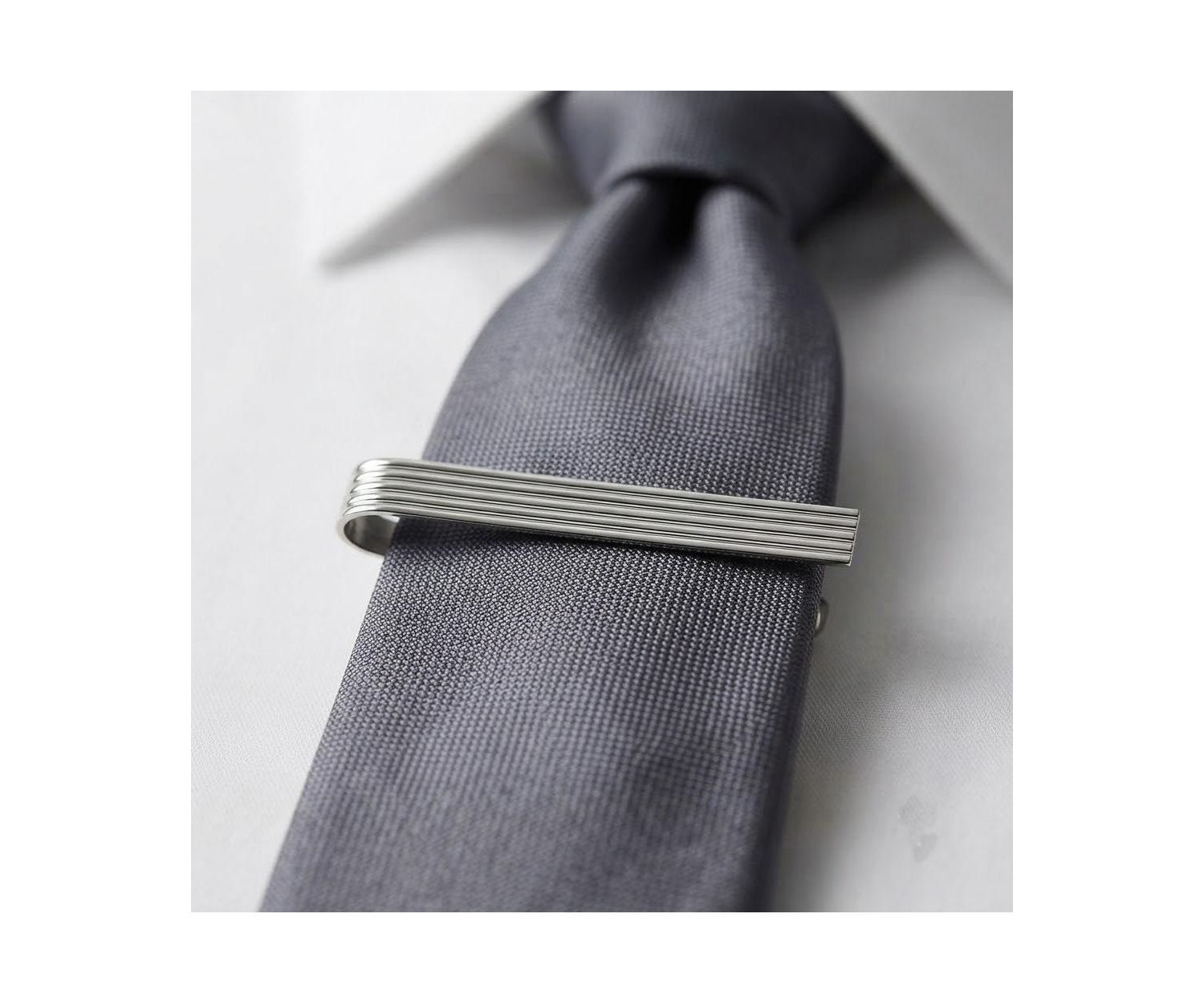 925 Solid Sterling Silver Ribbed Wide Tie Bar for Men