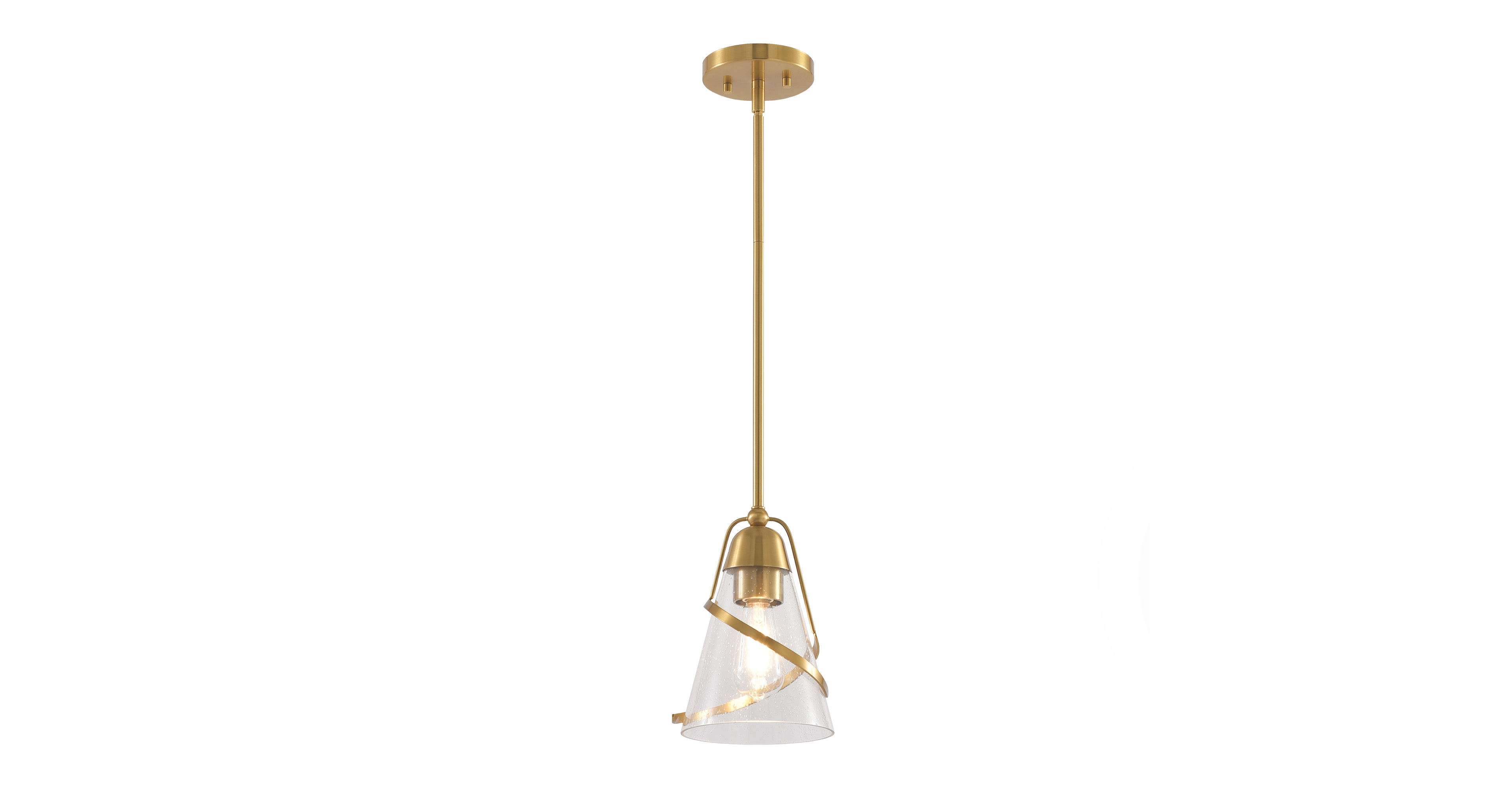Parrot Uncle 7" Modern 1-light Adjustable Pendant Light with Seeded Glass Shade