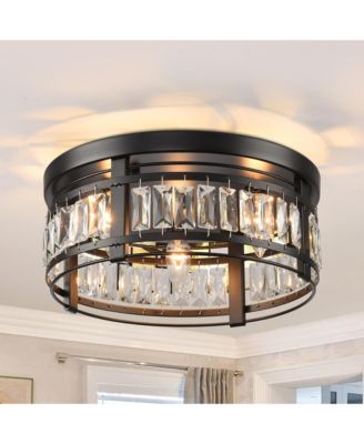 13.3" Modern 3-Light Crystal Hallway Flush Mount Ceiling Light Fixture