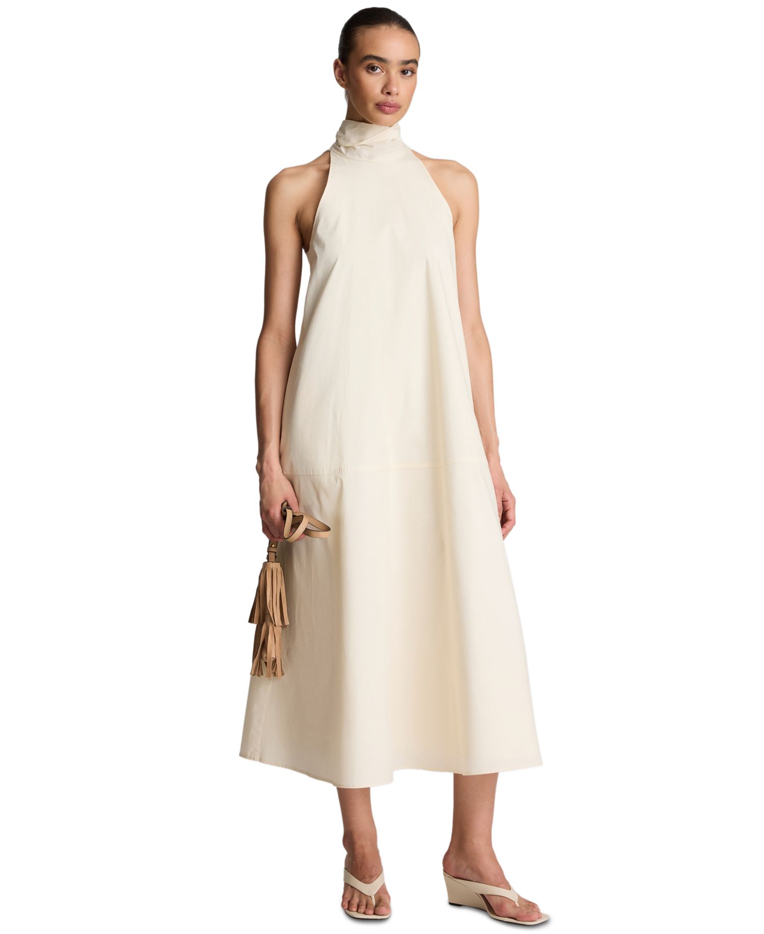 Women's Tie Back Halter Neck Midi Dress