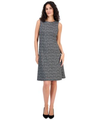 Petite Boat-Neck Sleeveless Fit & Flare Dress