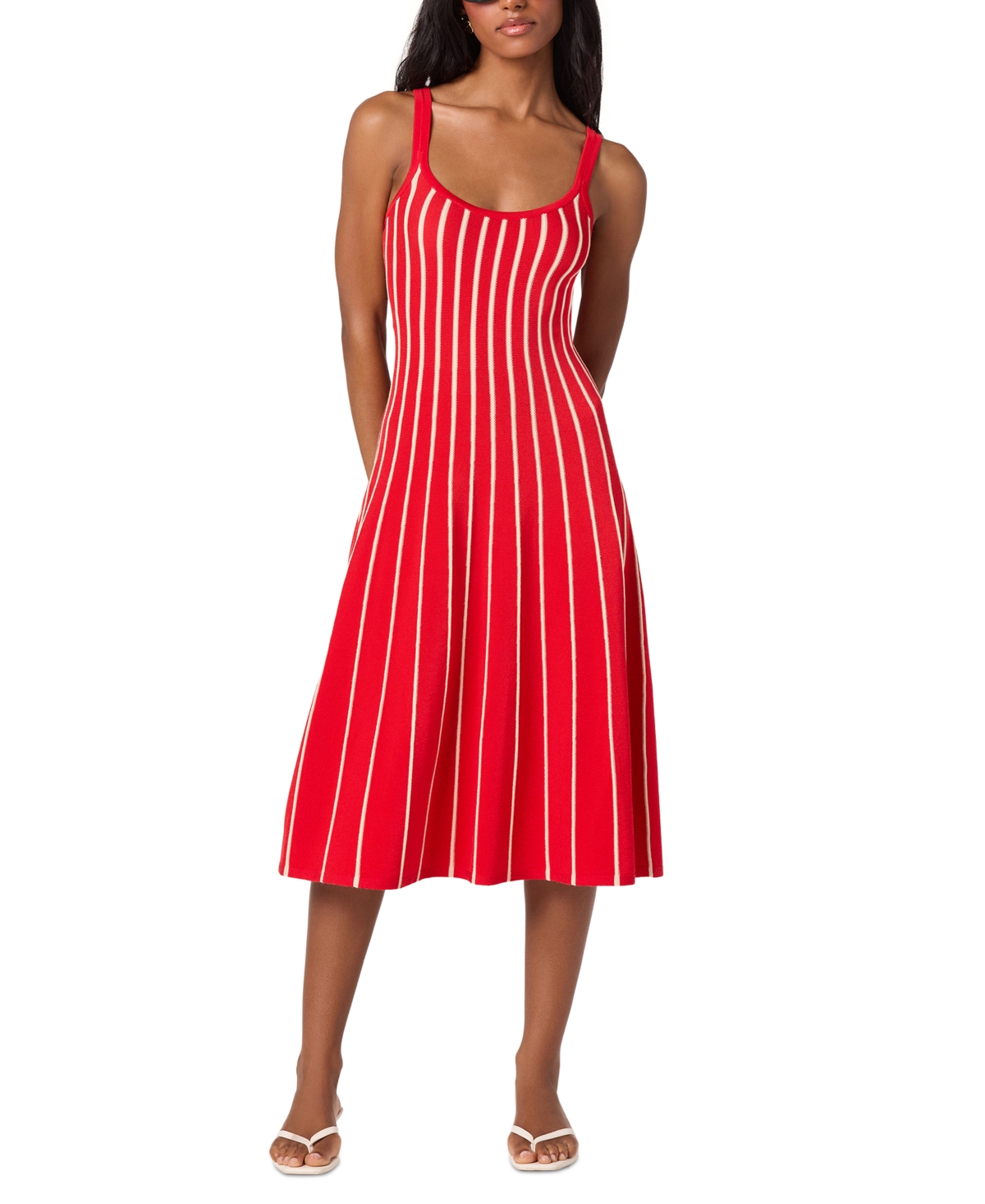 Astr the Label Women's Irecia Scoop Neck Midi Sweater Dress - Red Stripe