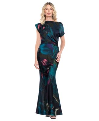 Women's One-Shoulder Printed Gown