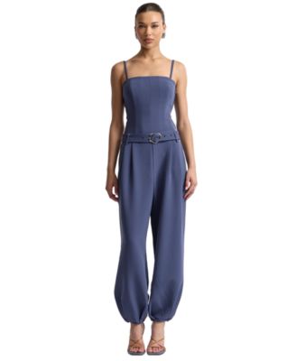 Women's Square Neck Belted Jumpsuit