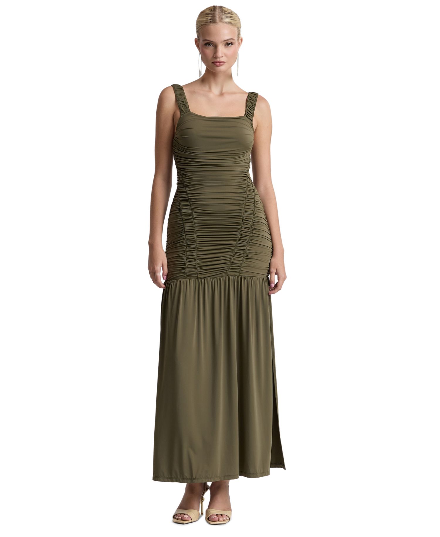 Women's Shirred Mesh Drop Waist Maxi Dress