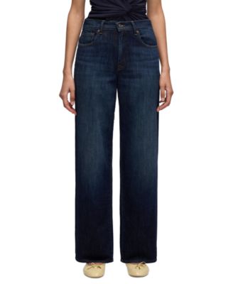 Women's Stovepipe Straight Dark Rinse Mid-Rise Jeans, 32" Inseam