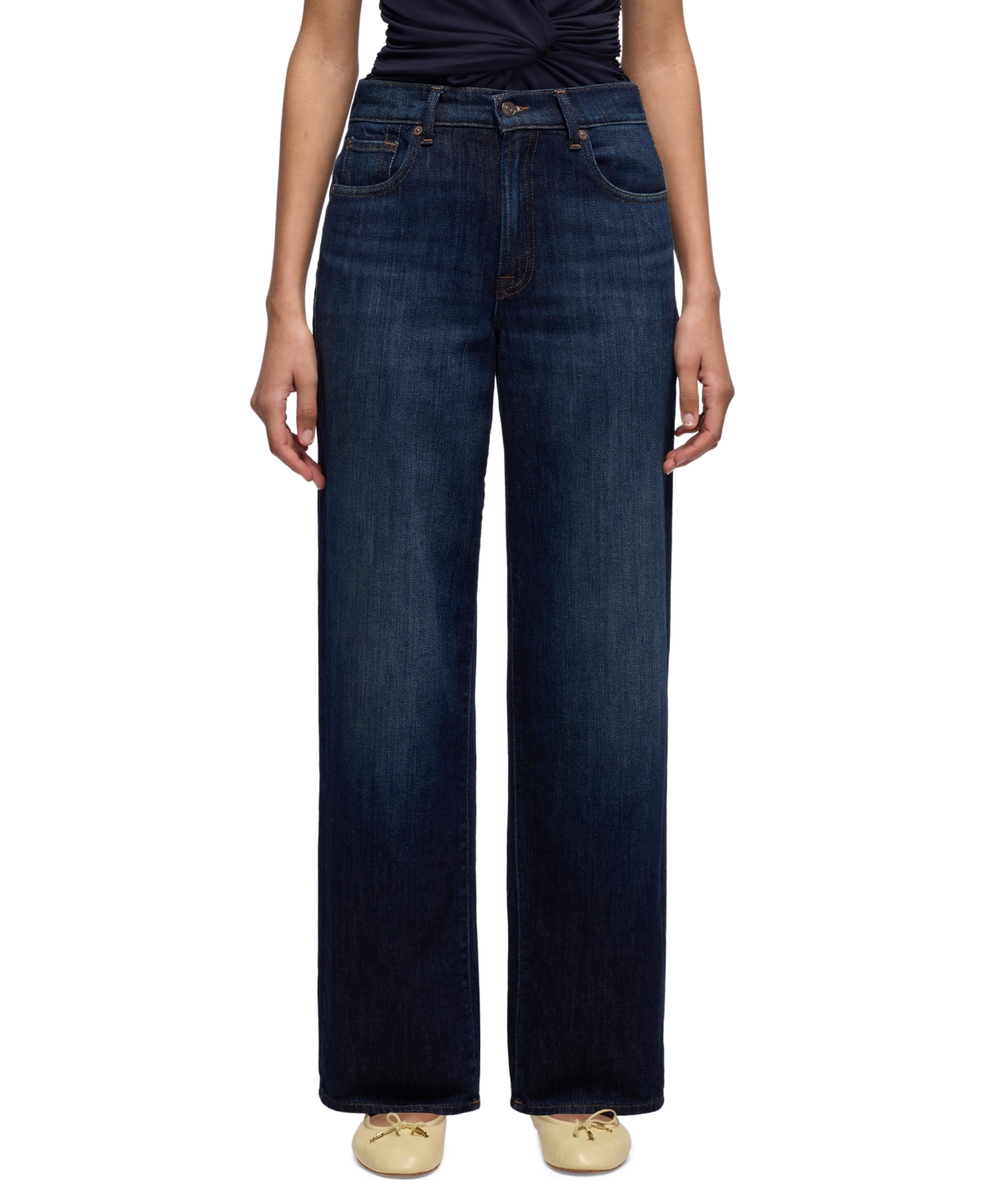 7 For All Mankind Women's Stovepipe Straight Mid-Rise Jeans