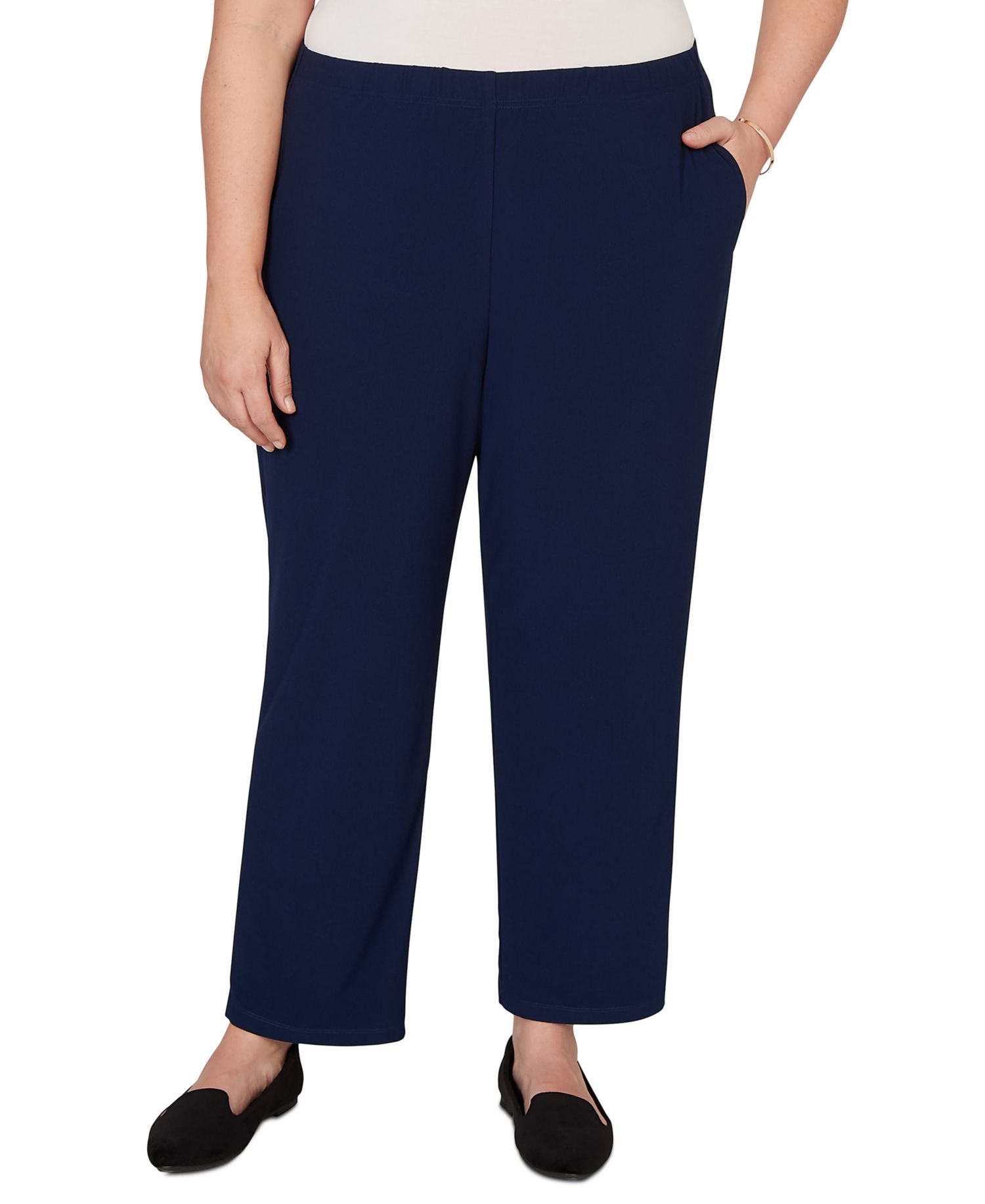 Plus Size Soft Crepe Short Length Pants