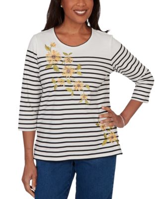 Petite Sunflower Stripe Knit Top