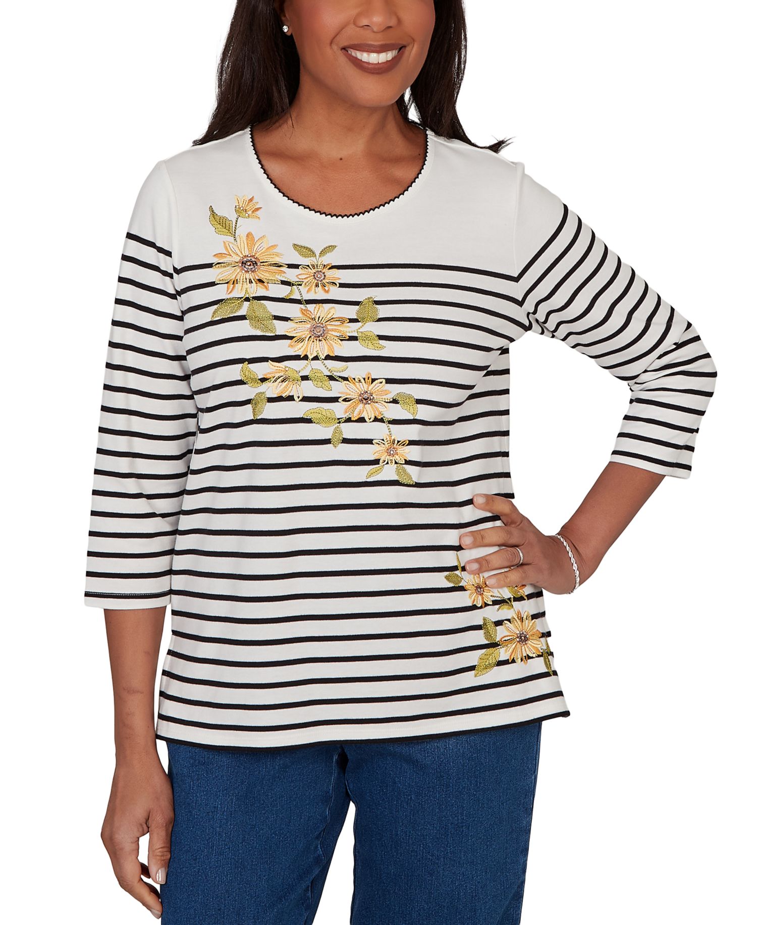Petite Sunflower Stripe Knit Top