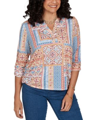 Petite Henley 3/4-Sleeve Top