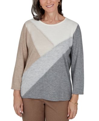 Women's Colorblock Embellished 3/4-Sleeve Pullover Sweater