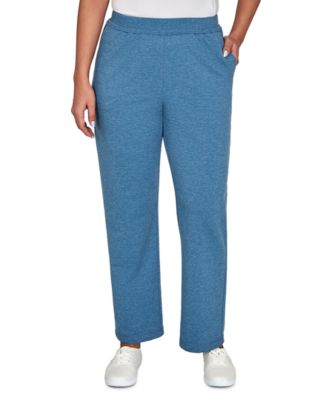 Women's Pull-On Straight-Leg Mid-Rise Poly-Cotton Blend Pants