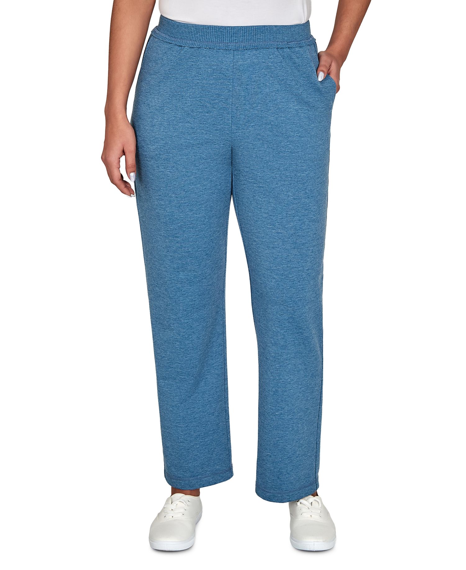 Women's Pull-On Straight-Leg Mid-Rise Poly-Cotton Blend Pants