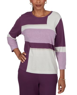 Women's Sweatr Colorblock 3/4-Sleeve Crewneck Pullover Sweater
