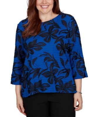 Women's Floral Knit 3/4-Sleeve Blouse