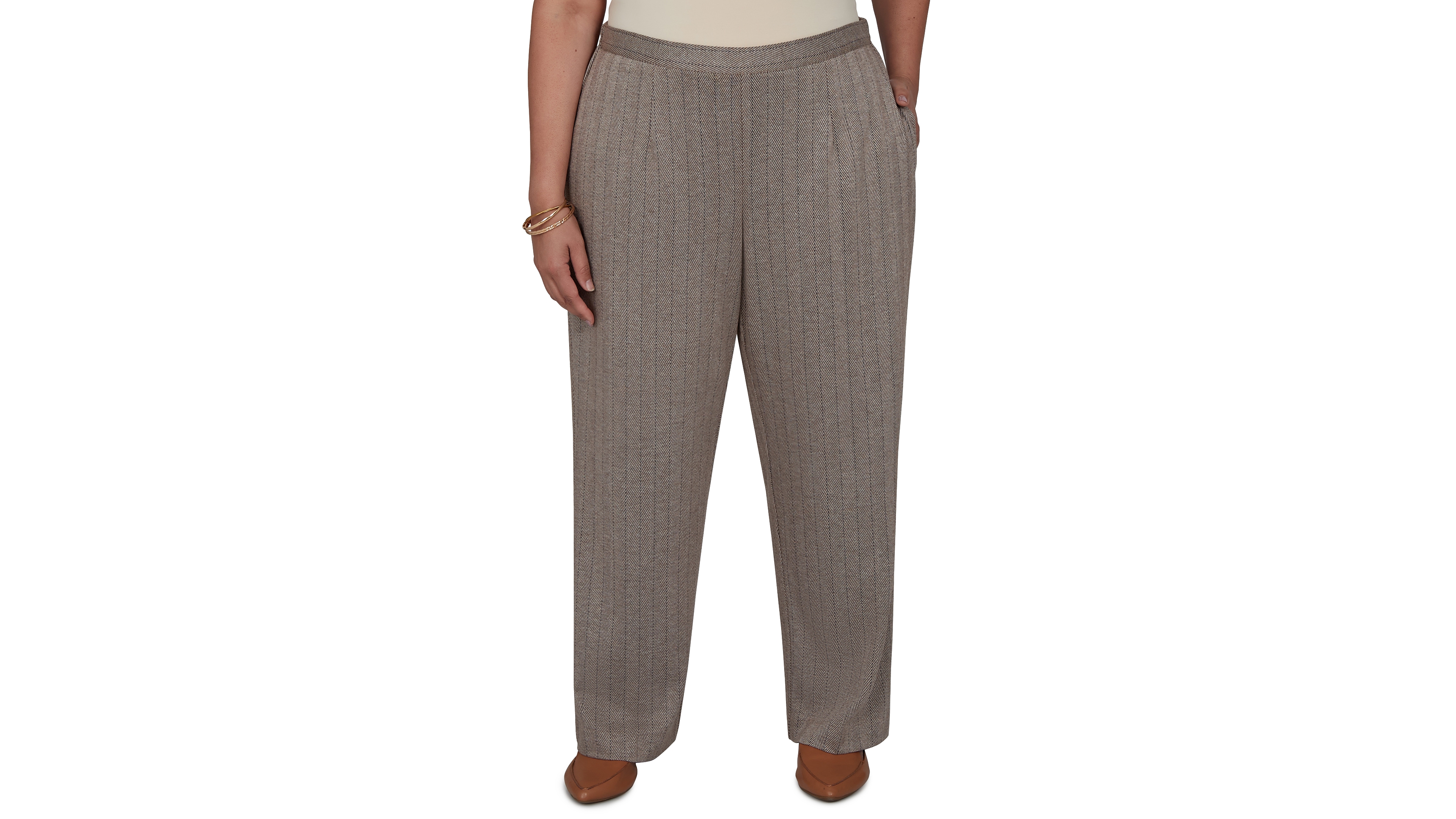 Alfred Dunner Plus Pull-On Pinstripe Mid-Rise Pants