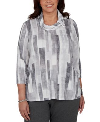 Plus Size Cowl Neck 3/4-Sleeve Textured-Knit Blouse