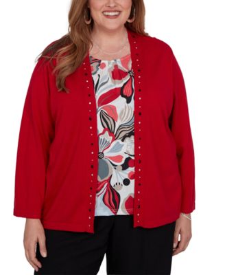 Plus Size Shawl Collar 3/4-Sleeve Cardigan Sweater