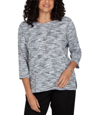 Petite Space Dye Top with Necklace