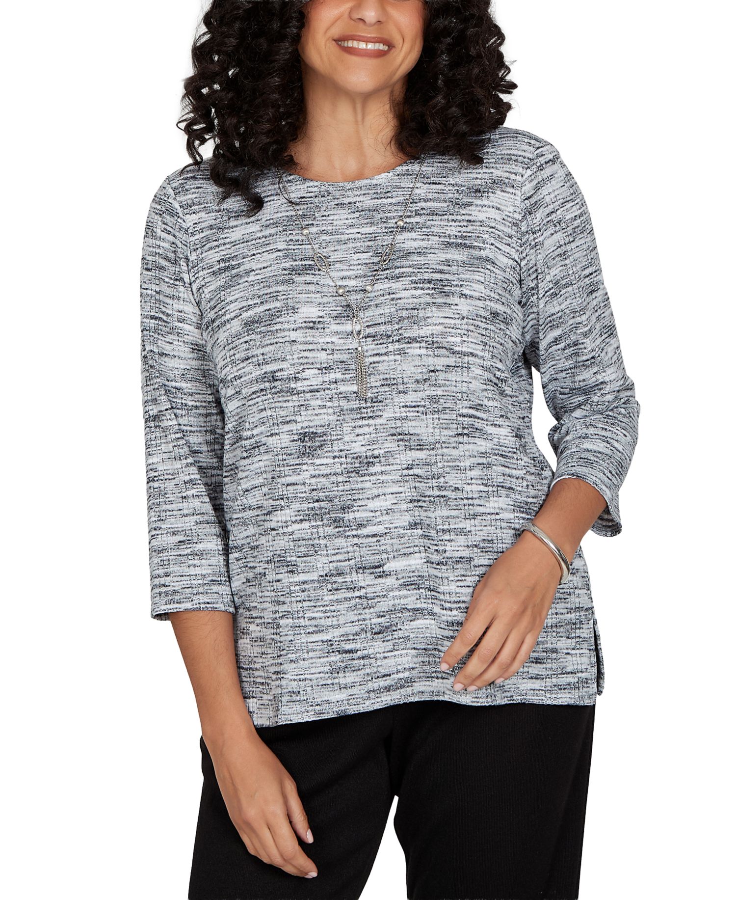Petite Space Dye Top with Necklace