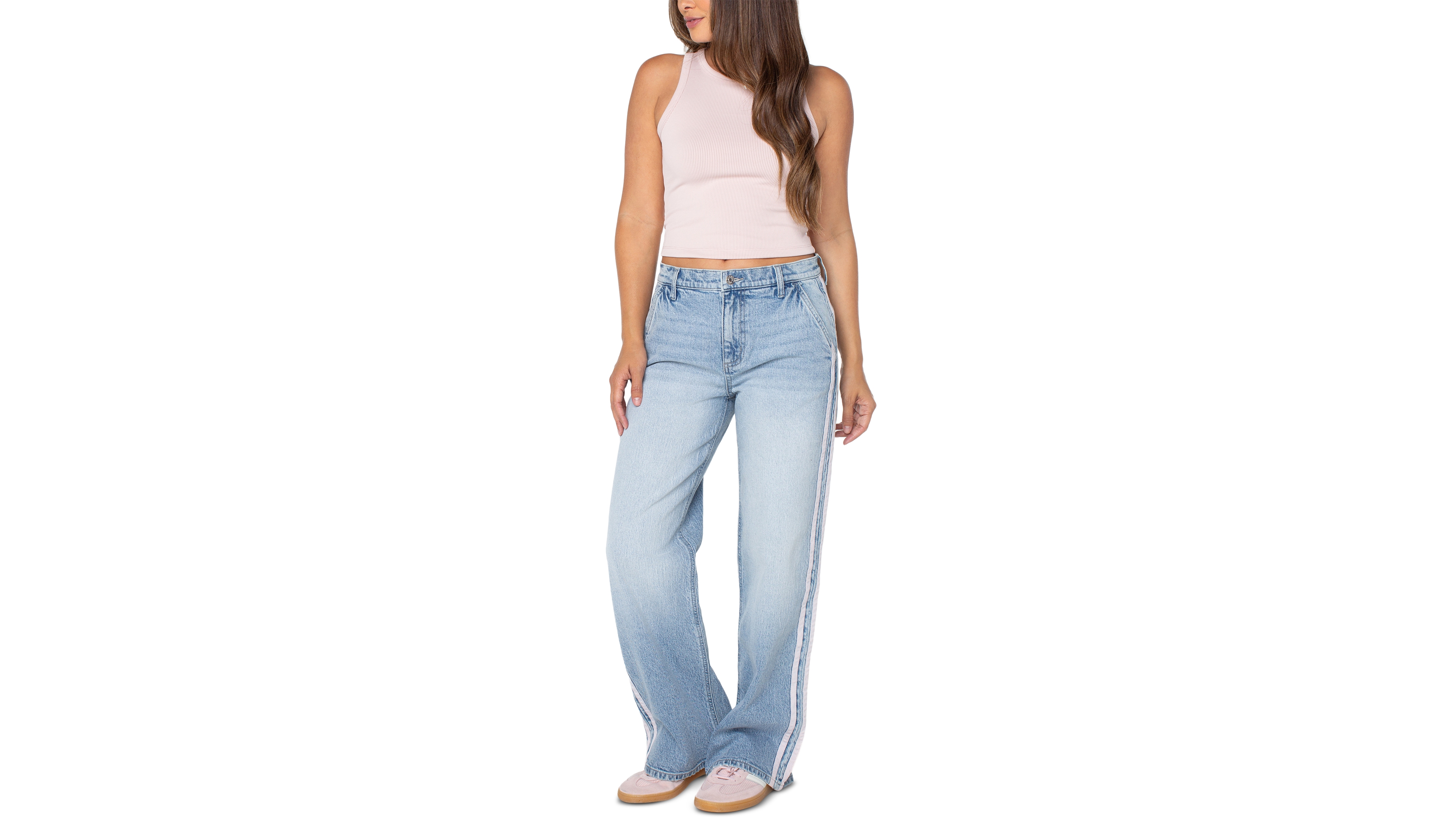 Celebrity Pink Juniors' Side-Striped Wide-Leg Jeans