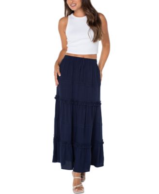 Juniors' Tiered Pull-On Maxi Skirt