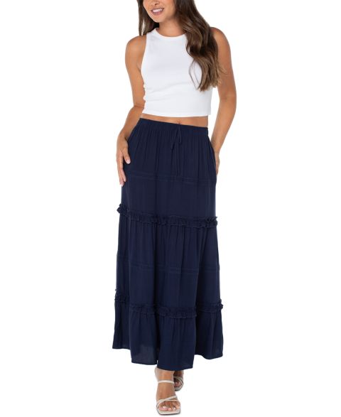 Женская юбка Celebrity Pink Juniors' Tiered Pull-On Maxi, цвет: Тёмно-синий