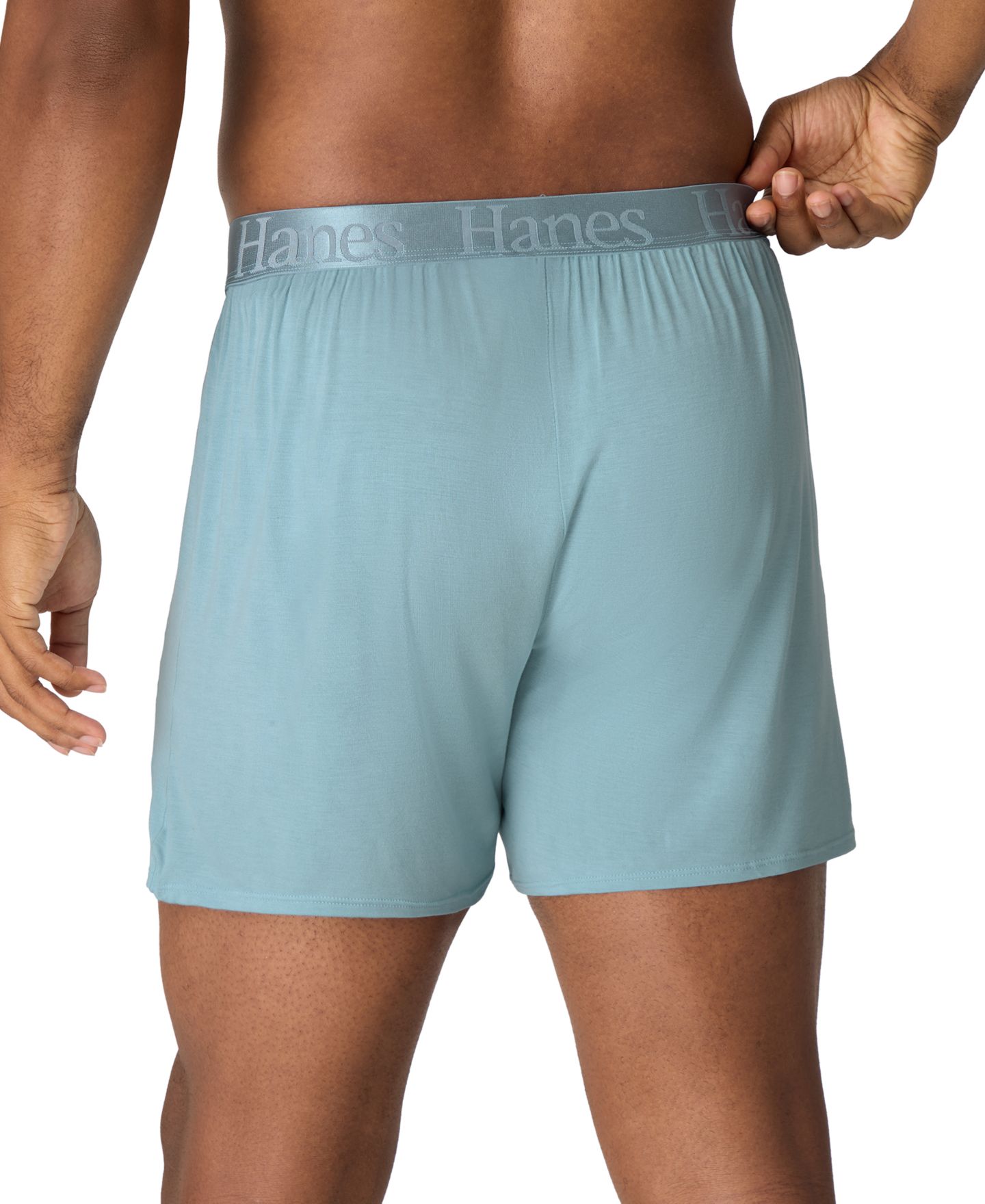 Мужские трусы Hanes Ultimate Knit Tagless Boxer Shorts, 3-Pack, цвет: Синий / Серый — фото 4