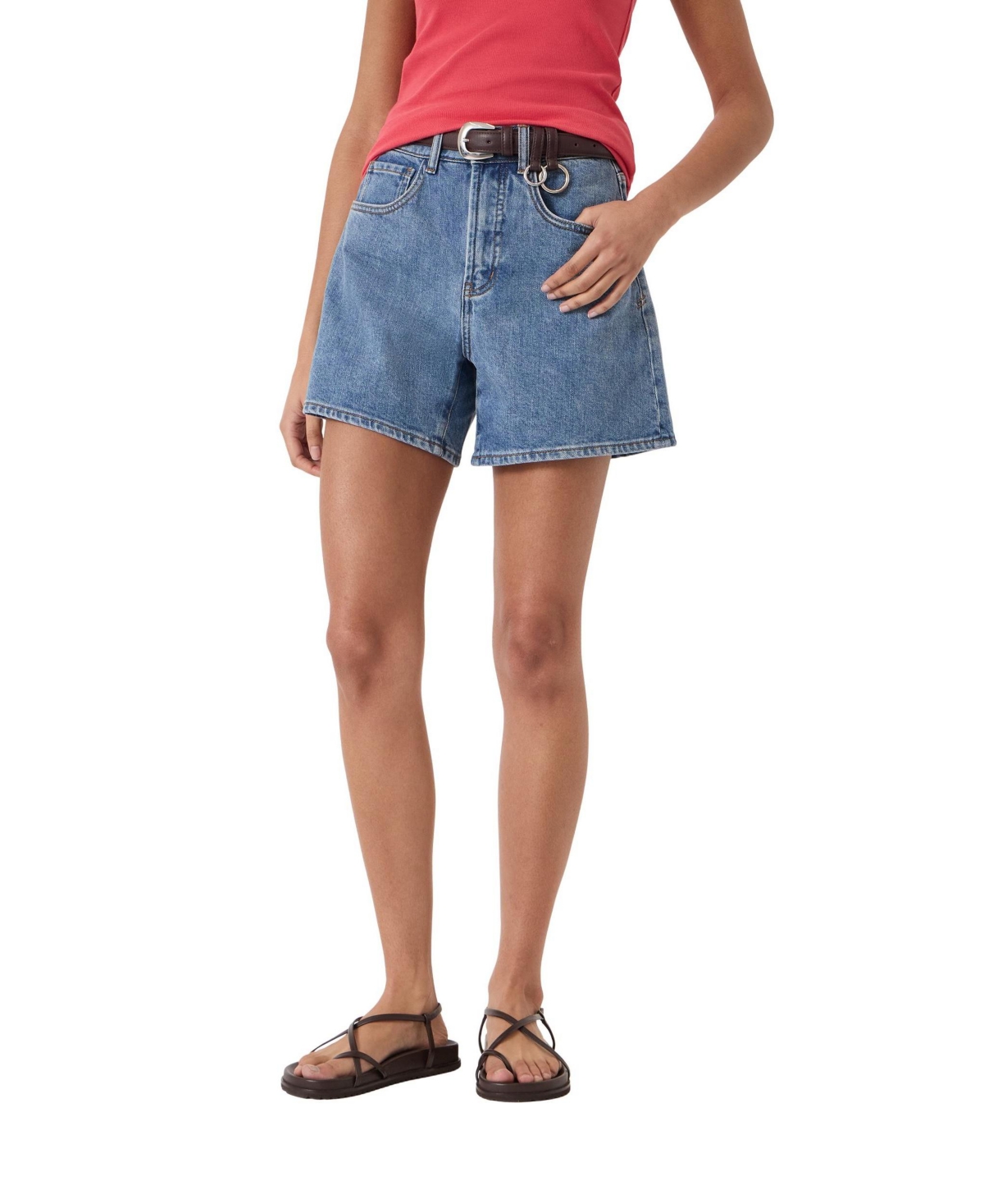 Hush Women's Essential High-Rise Stretch Denim Wide-Leg Shorts, 5" Inseam - Light blue authentic