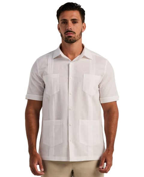 Мужская рубашка Cubavera Linen Blend Four-Pocket, цвет: Egret
