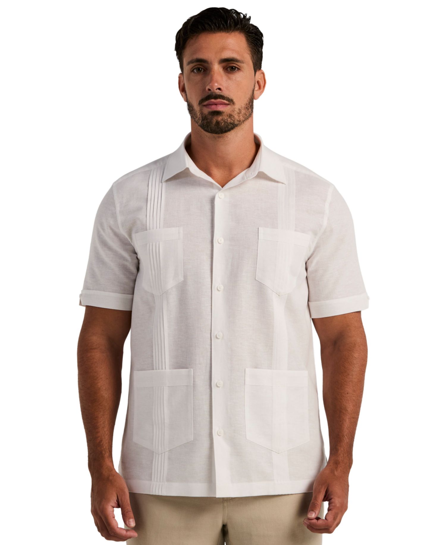 Men's Linen Blend Four-Pocket Shirt