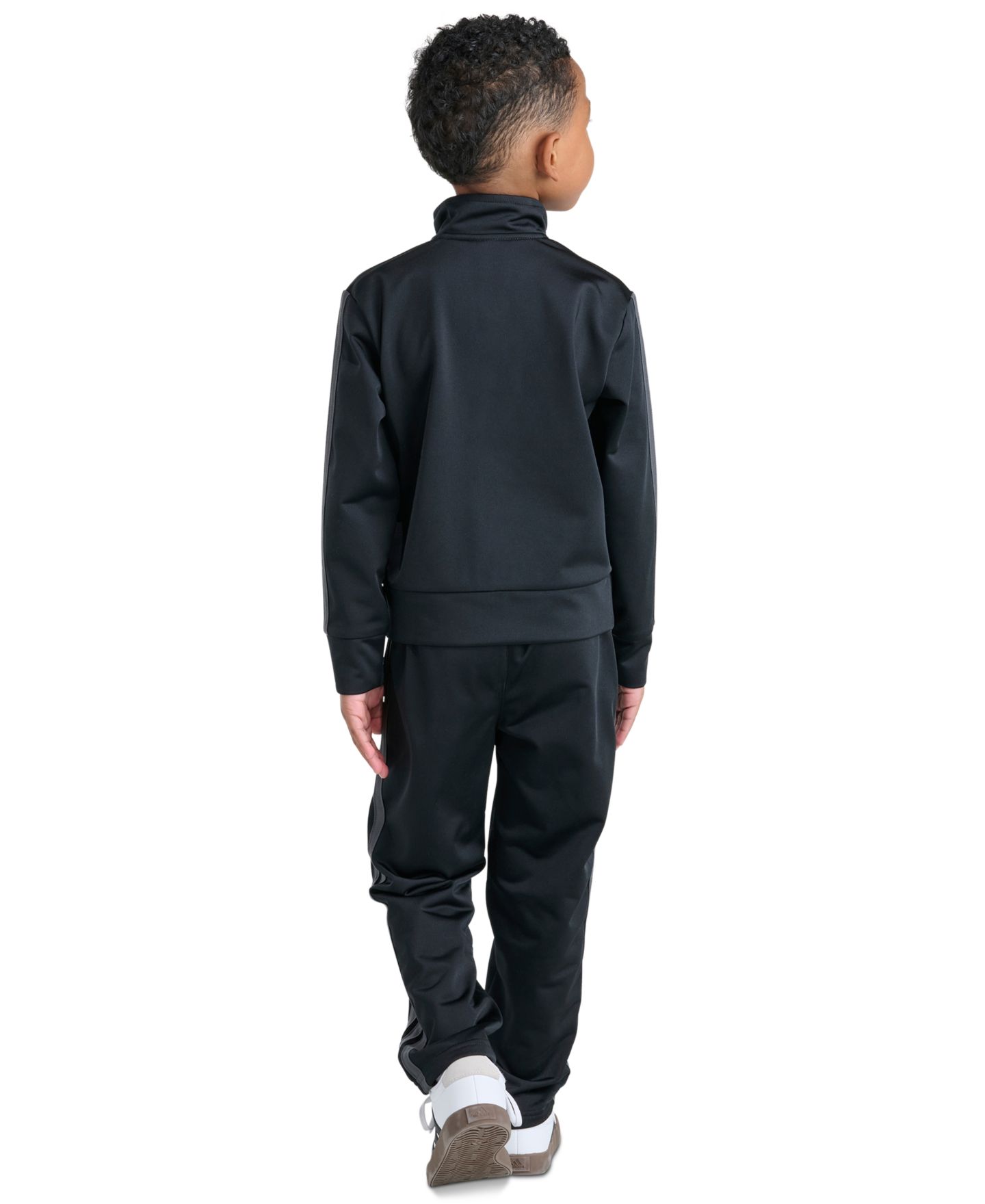 adidas Boys' 2T-7 Event Three-Stripe Tricot Full-Zip Jacket and Pants, 2-Piece Set, цвет: Чёрный / Серый — фото 5