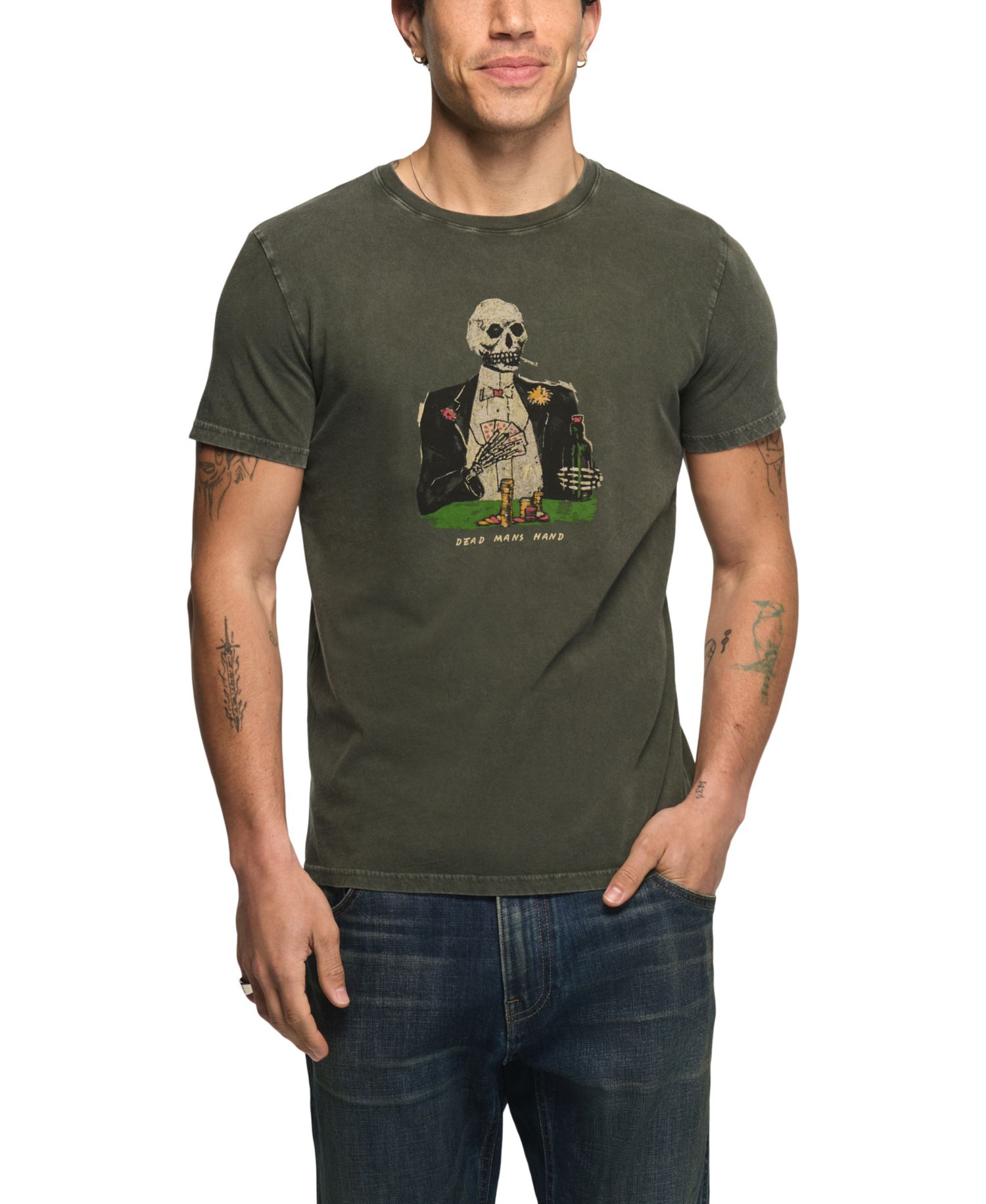 Men's Dead Man's Hand Graphic Crew Neck T-Shirt