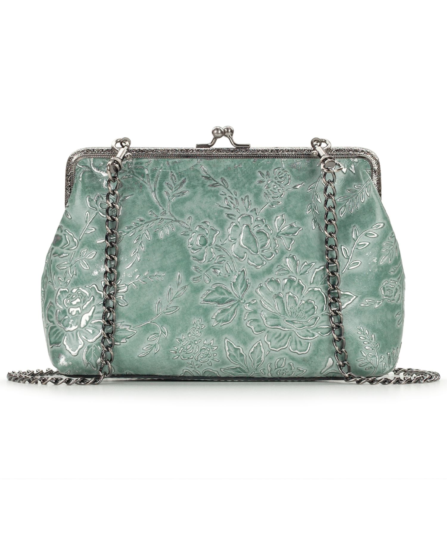Rose Garden Small Borriana Kiss-Lock Leather Crossbody Handbag